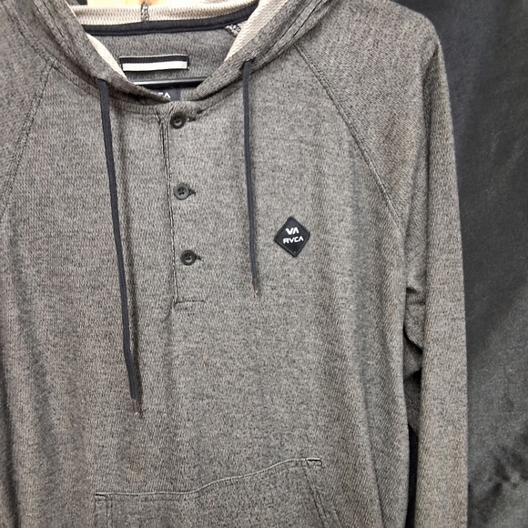 Grey RVCA  size mens medium pullover hoodie with pockets - Picture 6 of 9